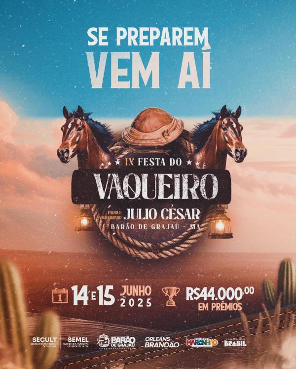 Barão de Grajaú se prepara para a IX Festa do Vaqueiro com R$ 44 mil em prêmios.(Imagem:Divulgação)