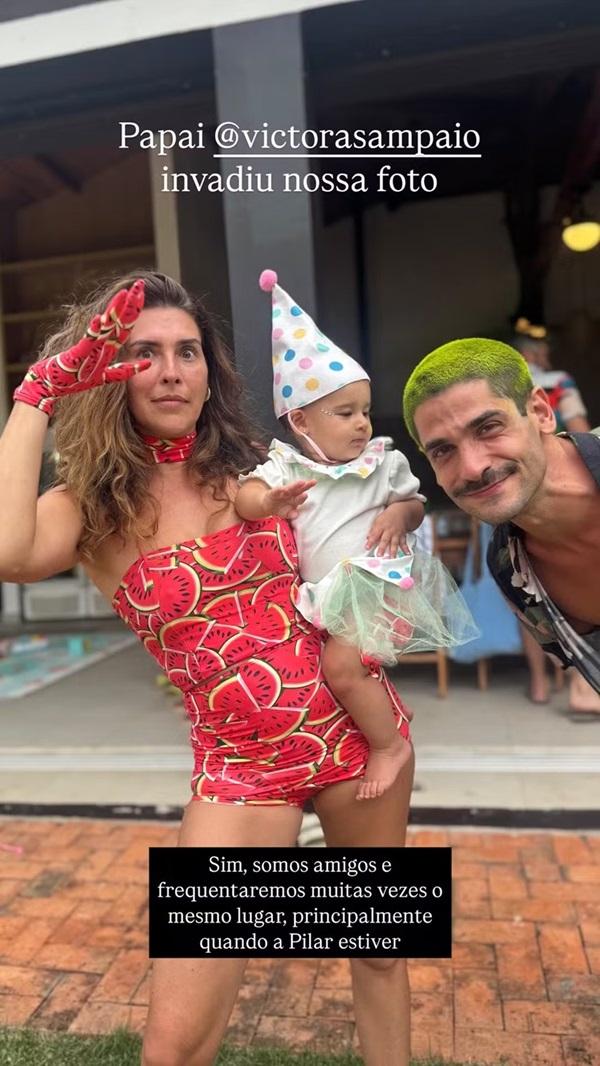 Fernanda Paes Leme com o ex-noivo Victor Sampaio, e a filha Pilar(Imagem:Reprodução/Instagram)