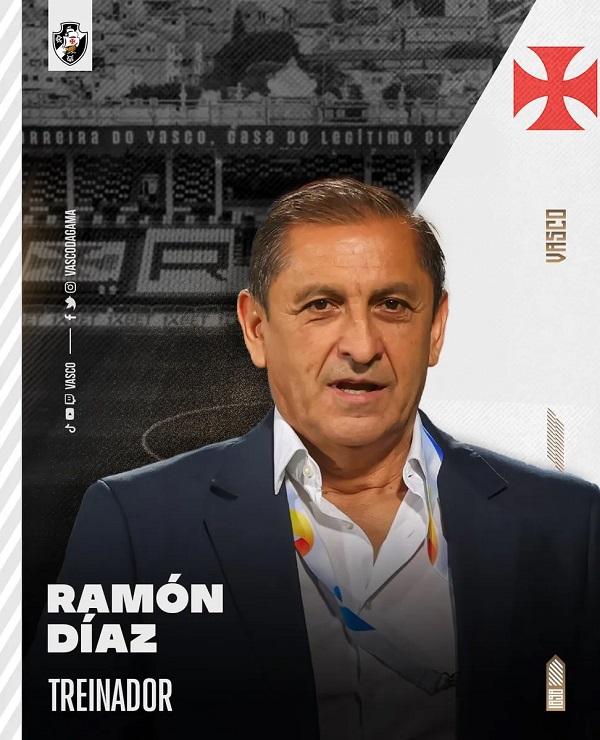 Vasco anuncia Ramón Diaz como treinador.(Imagem:Divulgação)