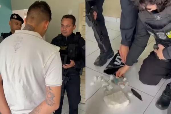Suspeito de integrar fac&ccedil;&atilde;o &eacute; preso com coca&iacute;na escondida em climatizador.(Imagem:Divulga&ccedil;&atilde;o/SSP-PI)