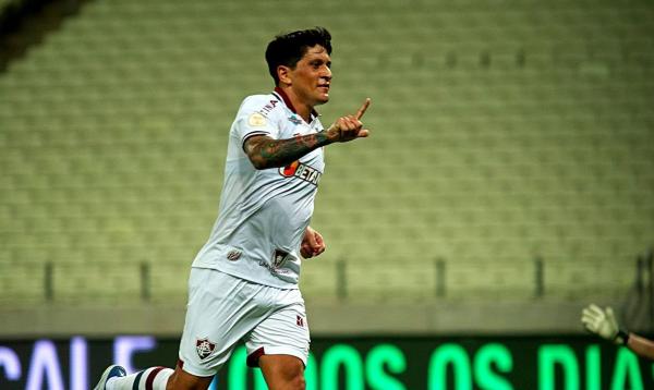 Cano faz o gol da vitória e se torna artilheiro do Tricolor no século.(Imagem:Mailson Santana/Fluminense FC/Direitos Reservados)