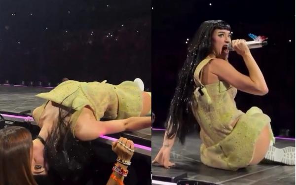 Solteira, Katy Perry dá selinho em mulher na plateia de seu show(Imagem:Reprodução)