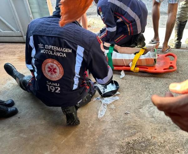 Moradora sofreu ferimentos leves durante explosão de fossa em Teresina.(Imagem: Divulgação/Corpo de Bombeiros)