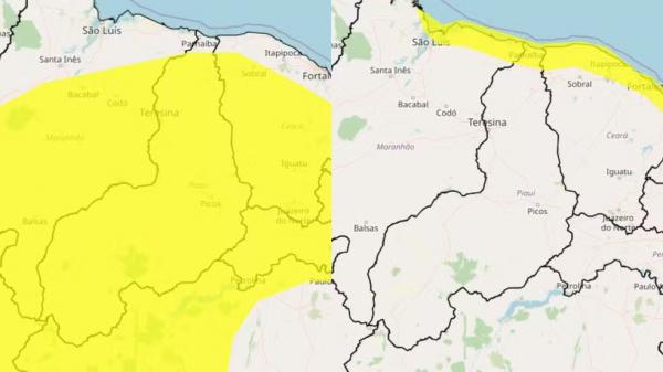 Piauí tem alertas para baixa umidade e ventos costeiros; veja a previsão.(Imagem:Reprodução/Inmet)