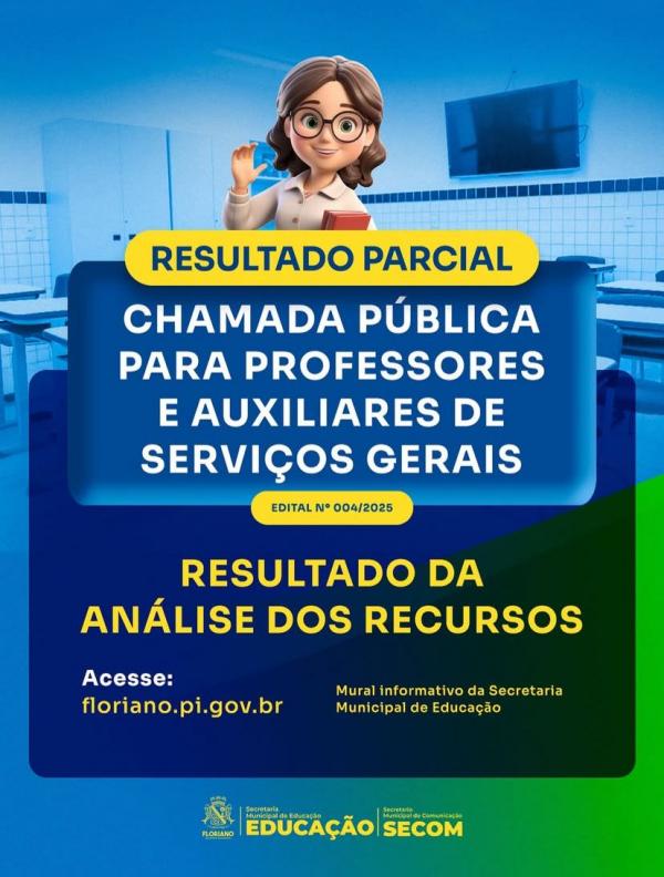 Resultado parcial da chamada pública é divulgado em Floriano(Imagem:Reprodução/Instagram)