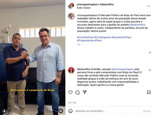 Ciro anuncia construção do Mercado Público e prefeito petista agradece: