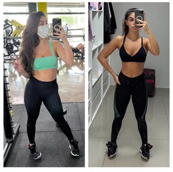 Pamela Drudi faz antes e depois de perder 7 quilos.(Imagem:Reprodução/Instagram)