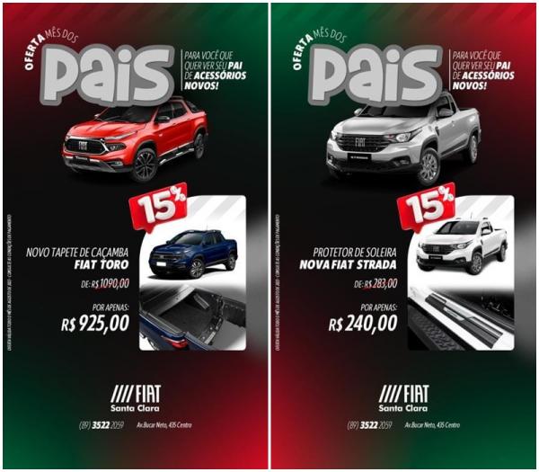 Fiat Santa em Floriano: Celebre o mês dos pais com ofertas imperdíveis em acessórios automotivos.(Imagem:Divulgação)