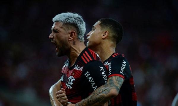 Uruguaio marca os gols da vitória de 2 a 0 na Copa do Brasil.(Imagem:Marcelo Cortes/Flamengo/Direitos Reservados)