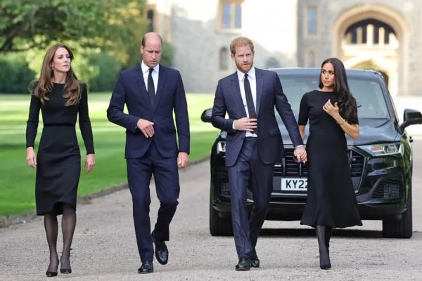 Kate Middleton, o príncipe William, o príncipe Harry e Meghan Markle.(Imagem:Getty Images)