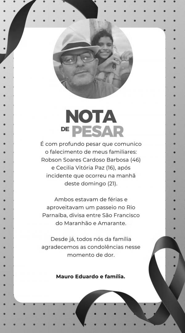 Sobrinhos de Mauro Eduardo Cardoso secretário de estado do Piauí, desaparecem no Rio Parnaíba, no Maranhão.(Imagem:Seid/ Divulgação)