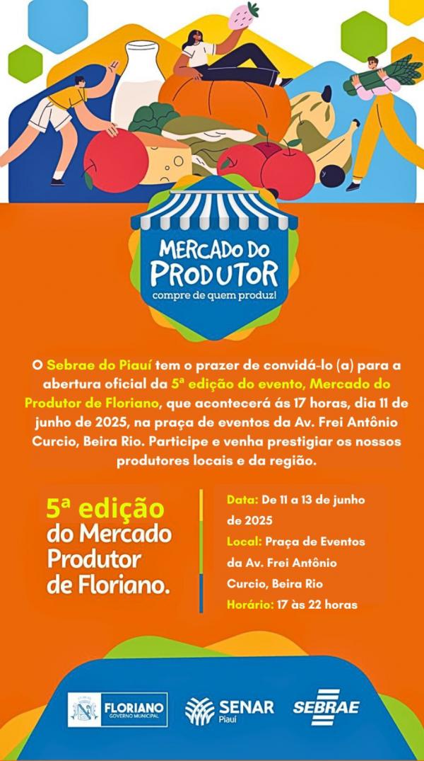 Sebrae promove 5ª edição do Mercado do Produtor em Floriano com abertura oficial nesta quarta (11).(Imagem:Divulgação)
