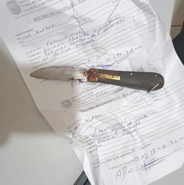  Canivete utilizado em crime de feminicídio em Inhuma, no Piauí.(Imagem: Divulgação/PM-PI )