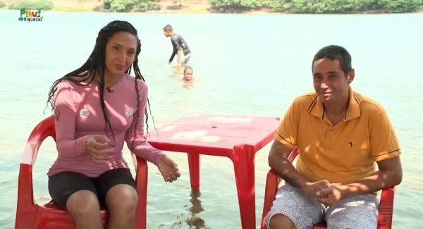 Prainha de água doce em Floriano, entre Piauí e Maranhão, atrai milhares de turistas durante o B-R-O Bró.(Imagem:Reprodução)