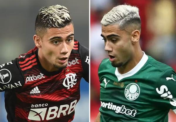Andreas em ação por Flamengo e Palmeiras.(Imagem:AFP)