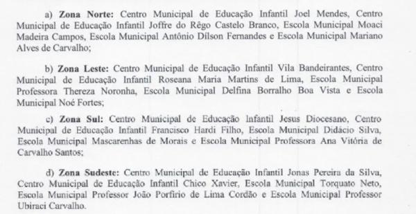  Unidades da rede municipal de Teresina com matrícula online para ano letivo 2023.(Imagem:Reprodução )