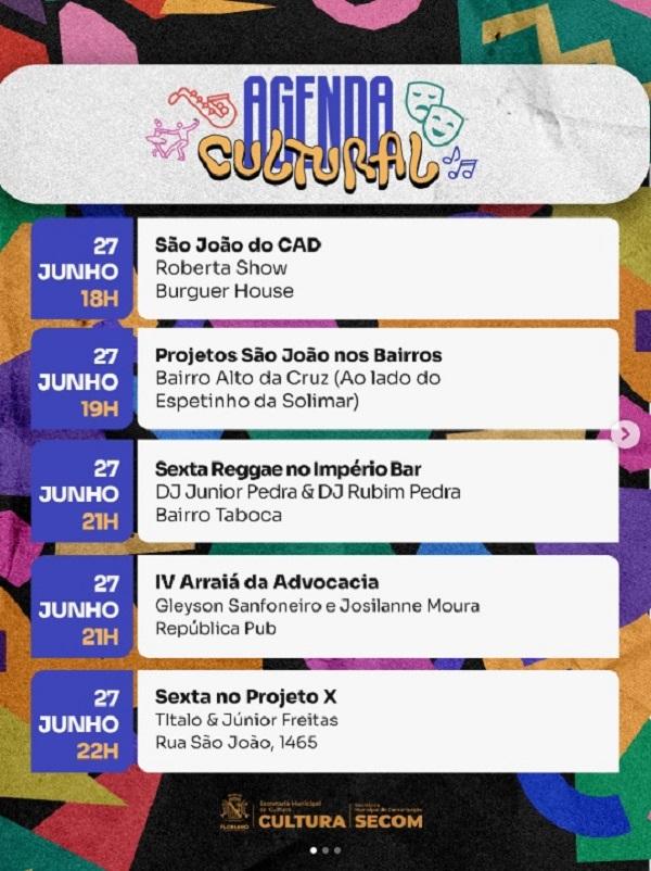 Agenda Cultural(Imagem:Reprodução/Instagram)