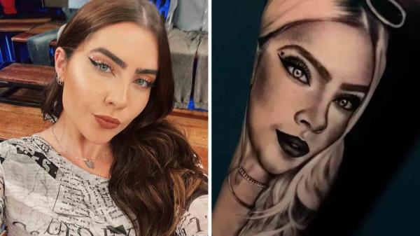 Jade Picon foi surpreendida com uma homenagem de um fã, que tatuou o seu rosto. ?Chocada?, escreveu a influencer ao compartilhar um vídeo da arte em suas redes sociais, e também em(Imagem:Reprodução)