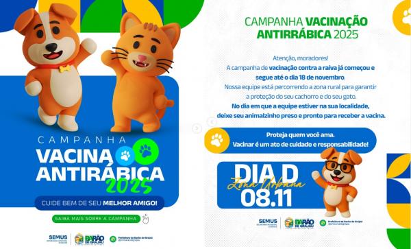 Bar&atilde;o de Graja&uacute; inicia Campanha de Vacina&ccedil;&atilde;o Antirr&aacute;bica 2025.(Imagem:Reprodu&ccedil;&atilde;o/Instagram)