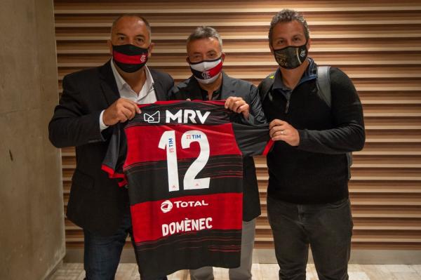 Marcos Braz, Domènec Torrent e Bruno Spindel, Flamengo.(Imagem:Alexandre Vidal / Flamengo)