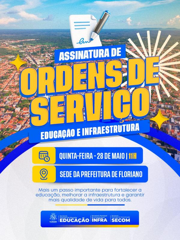 Prefeitura de Floriano realiza visita t&eacute;cnica e assinatura de ordens de servi&ccedil;o nesta quinta-feira(Imagem:Secom)
