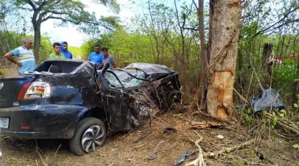 Professor morre após desviar de animal e colidir com árvore na PI-115.(Imagem:Divulgação/PMPI)