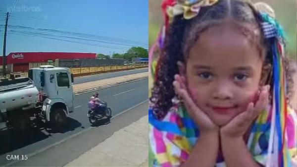 Motorista de caminhão-pipa que colidiu com moto e matou criança de quatro anos se apresenta à polícia; vídeo mostra acidente.(Imagem:Reprodução)