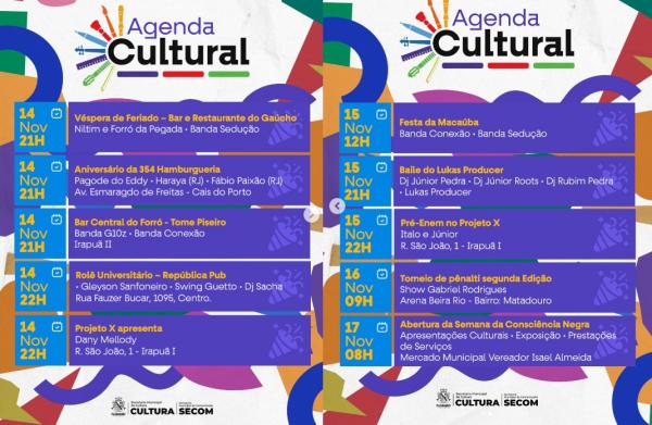 Floriano divulga Agenda Cultural do fim de semana com atrações para todos os gostos(Imagem:Reprodução/Instagram)