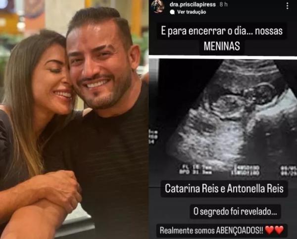 Priscila Pires e o marido, João Reis, serão pais de gêmeas.(Imagem:Reprodução/Instagram)