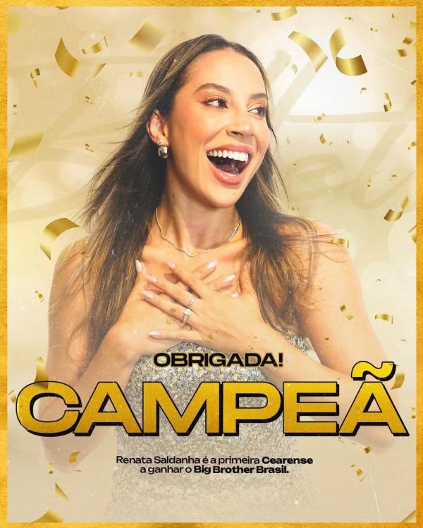 Renata Saldanha é a campeã do BBB 25.(Imagem:Reprodução/Instagram)