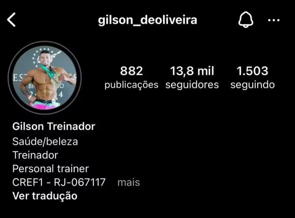 Perfil de Gilson de Oliveira no Instagram quando começou a ganhar seguidores.(Imagem:Reprodução)