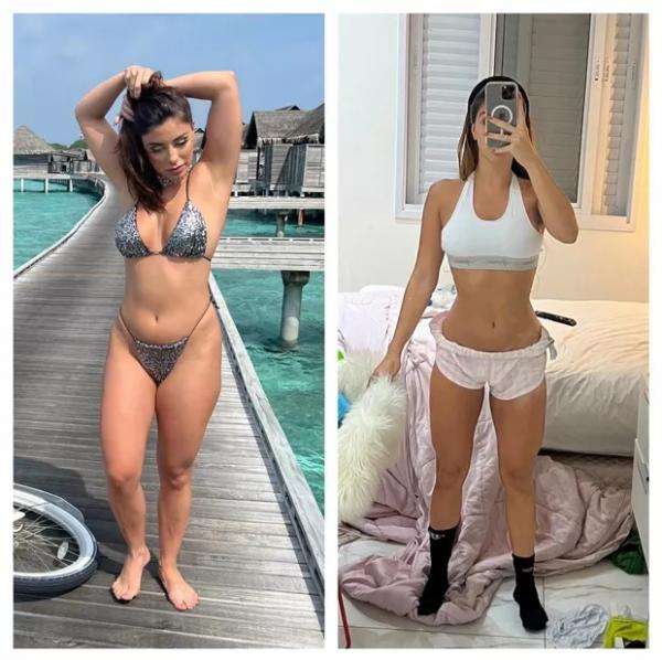 Pamela Drudi faz antes e depois de perder 7 quilos.(Imagem: Reprodução / Instagram)