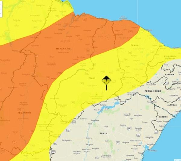  Piauí tem alerta de chuvas intensas para todos os municípios; veja previsão.(Imagem:Divulgação)