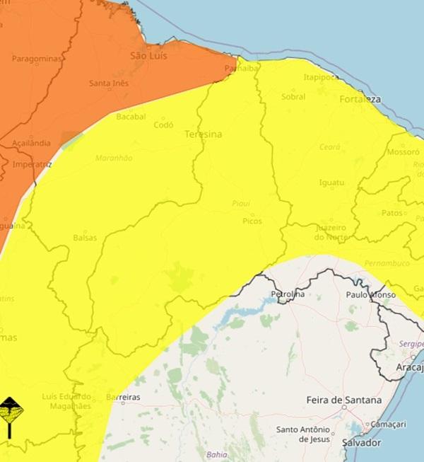 Piauí pode ter chuvas intensas em todos os municípios(Imagem: Inmet)