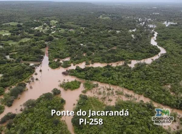  Cidade de Domingos Mourão (PI) após as fortes chuvas.(Imagem:Divulgação/Prefeitura de Domingos Mourão )