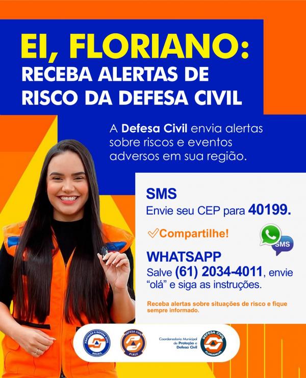 Defesa Civil disponibiliza alertas de risco para moradores de Floriano.(Imagem:Divulga&ccedil;&atilde;o)
