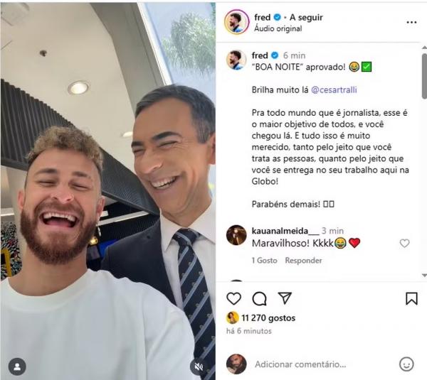 Após saída de Bonner, Tralli brinca com anúncio no JN e faz teste de
