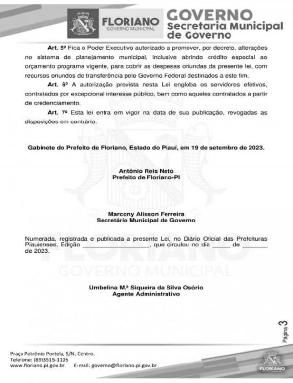 Lei garante complemento do piso salarial da Enfermagem em Floriano(Imagem: Divulgação)