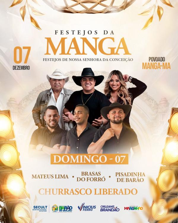 Prefeitura de Barão de Grajaú divulga programação dos festejos do povoado Manga neste domingo (07/12).(Imagem:Divulgação)