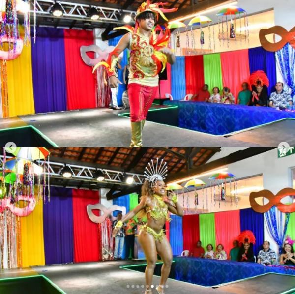  Rei e Rainha do Carnaval 2024 de Floriano são eleitos em noite de brilho e samba no pé.(Imagem:Reprodução/Instagram)