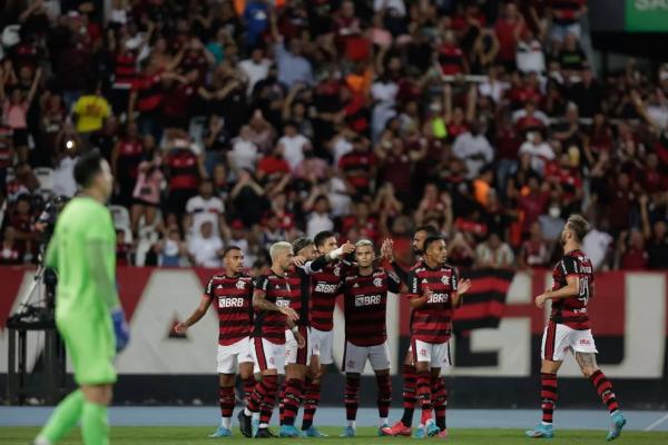  Flamengo em festa na vitória sobre o Botafogo.(Imagem:Gilvan de Souza/Flamengo )