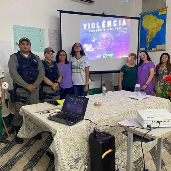 Patrulha Maria da Penha promove conscientização em palestra na Escola Estadual.(Imagem:Reprodução/Instagram)