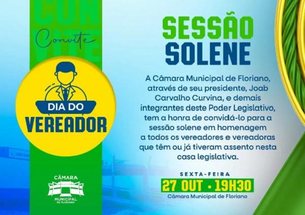 Câmara Municipal realiza nesta sexta (27) Sessão Solene em homenagem aos vereadores de Floriano.(Imagem:Reprodução/Instagram)