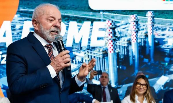 Presidente da República, Luiz Inácio Lula da Silva, durante a cerimônia de inauguração da Usina Termelétrica GNA II, no Porto do Açu.(Imagem:Ricardo Stuckert/PR)