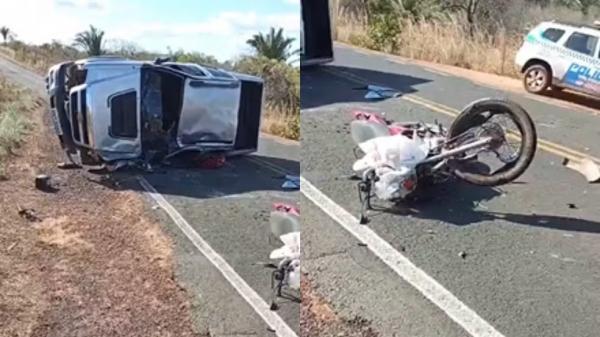 Motociclista morre em colisão com caminhonete na PI-221.(Imagem:Reprodução)
