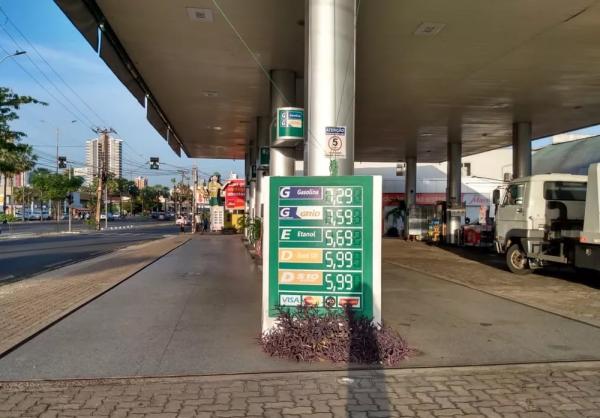 Preço da gasolina comum chega a R$ 7,29 nos postos de combustíveis em Teresina.(Imagem:Lívia Ferreira/g1 PI)