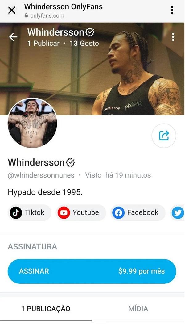  Whindersson no Only Fans(Imagem: Reprodução do Only Fans )