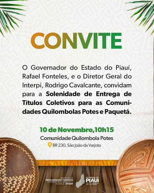 Comunidades Potes e Paquetá, em São João da Varjota, recebem os títulos de doação de terras que garantem direitos históricos nesta sexta-feira (10).(Imagem:Divulgação)
