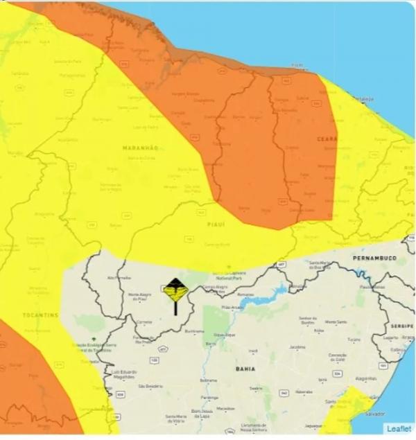  Inmet mantém cidades do Piauí em alerta laranja e amarelo para chuvas intensas.(Imagem:Reprodução/ site Inmet )