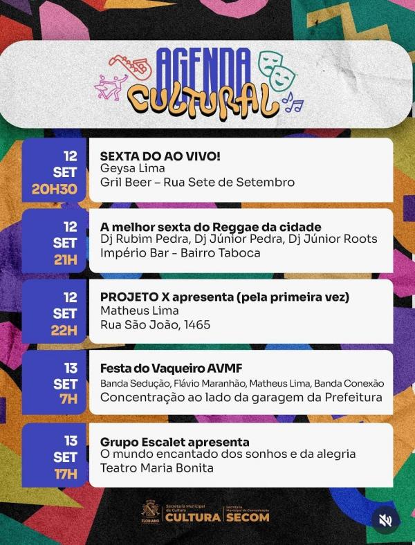 Agenda Cultural(Imagem:Reprodução/Instagram)